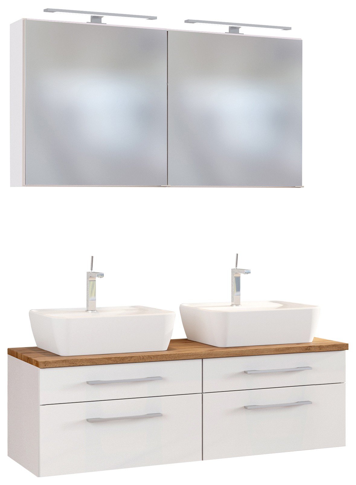 Held Möbel Waschtisch-Set Davos 120 cm mit Spiegelschrank weiß/matt weiß  jetzt kaufen bei