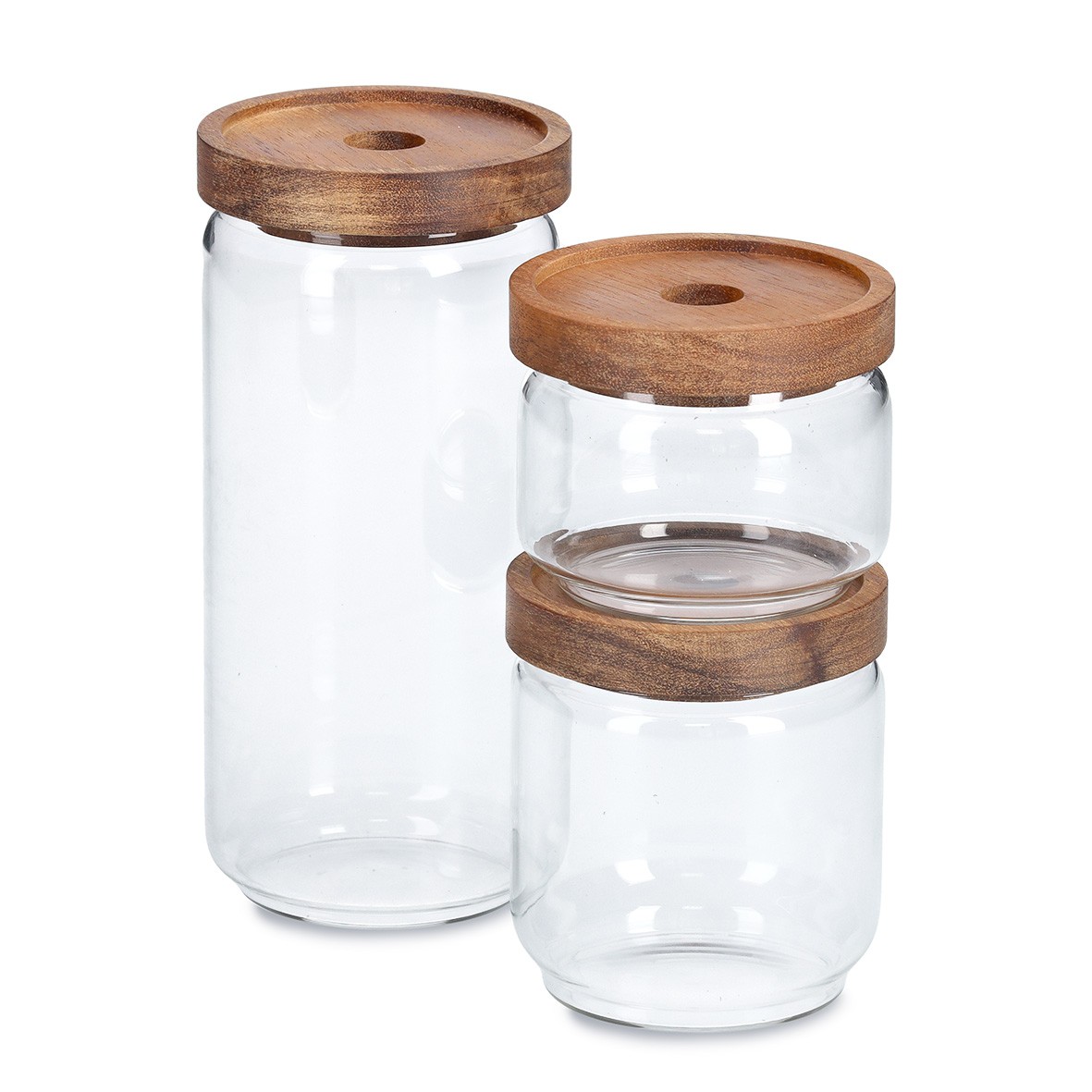 Zeller Vorratsglas m- Akaziendeckel, 950 ml, Borosilikat Glas / Holz /  Silikon, transparent, ca. Ø 9 x 19,7 cm jetzt kaufen bei
