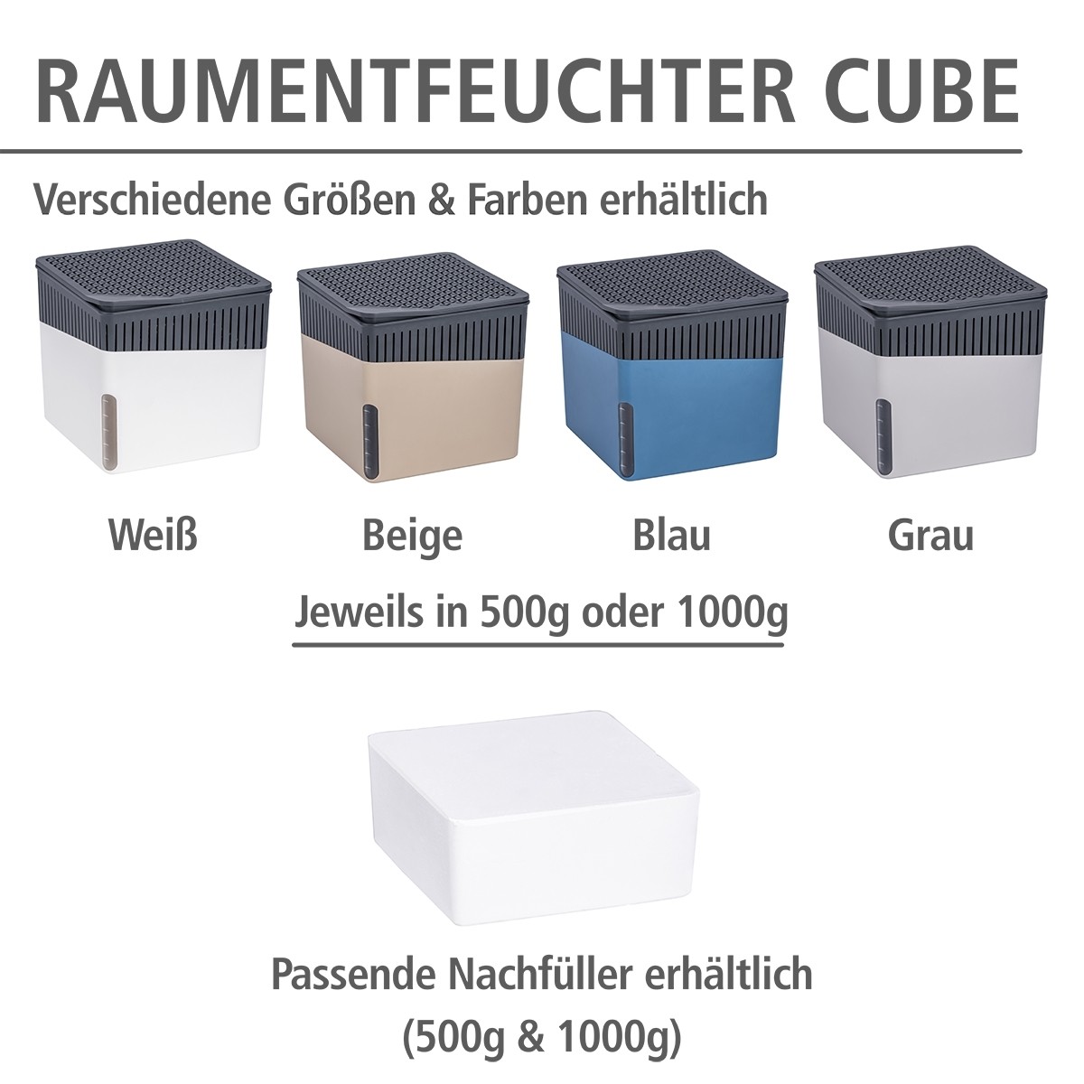 Set Raumentfeuchter Cube Nachfüller 1000 g mit Orangenduft 4-teilig WENKO   auto 