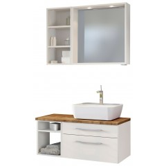 Held Möbel Waschtisch-Set Davos 90 cm -A- (rechts) weiß/matt weiß