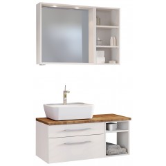 Held Möbel Waschtisch-Set Davos 90 cm -A- (links) weiß/matt weiß