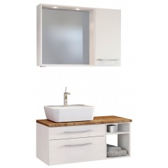 Held Möbel Waschtisch-Set Davos 90 cm -B- (links) weiß/matt weiß