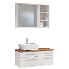 Held Möbel Waschtisch-Set Davos 90 cm -C- (links) weiß/matt weiß