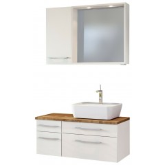 Held Möbel Waschtisch-Set Davos 90 cm -D- (rechts) weiß/matt weiß