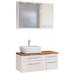 Held Möbel Waschtisch-Set Davos 90 cm -D- (links) weiß/matt weiß