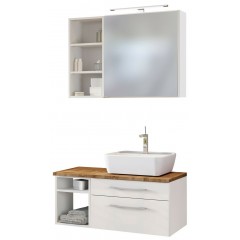 Held Möbel Waschtisch-Set Davos 90 cm -E- (rechts) weiß/matt weiß