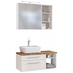 Held Möbel Waschtisch-Set Davos 90 cm -E- (links) weiß/matt weiß