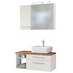 Held Möbel Waschtisch-Set Davos 90 cm -F- (rechts) weiß/matt weiß