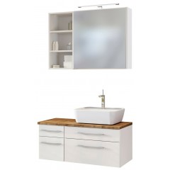 Held Möbel Waschtisch-Set Davos 90 cm -G- (rechts) weiß/matt weiß