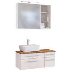 Held Möbel Waschtisch-Set Davos 90 cm -G- (links) weiß/matt weiß