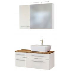 Held Möbel Waschtisch-Set Davos 90 cm -H- (rechts) weiß/matt weiß