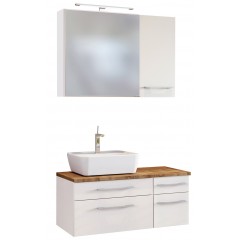 Held Möbel Waschtisch-Set Davos 90 cm -H- (links) weiß/matt weiß