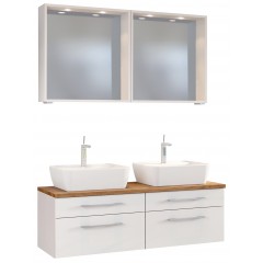 Held Möbel Waschtisch-Set Davos 120 cm mit Spiegelpaneel weiß/matt weiß