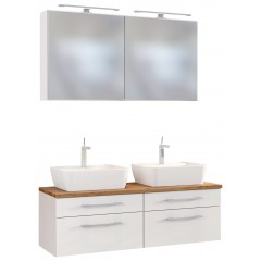 Held Möbel Waschtisch-Set Davos 120 cm mit Spiegelschrank weiß/matt weiß