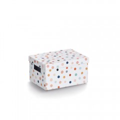 Zeller Aufbewahrungsbox 'Dots', recycelter Karton, bunt, ca. 18 x 25 x 13 cm