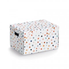 Zeller Aufbewahrungsbox 'Dots', recycelter Karton, bunt, ca. 25 x 35 x 20 cm