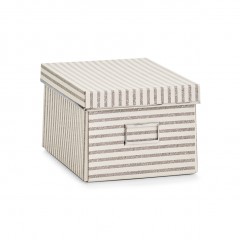 Zeller Aufbewahrungsbox "Stripes", Pappe, beige, 21 x 28 x 15 cm