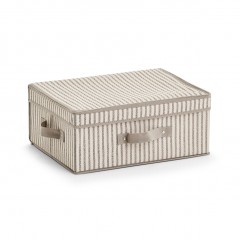 Zeller Aufbewahrungsbox m. Deckel "Stripes", Vlies, beige, 38 x 29 x 16,5 cm