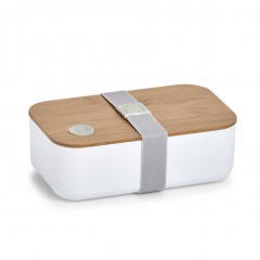Zeller Lunch Box, Kunststoff/Bambus, weiß, 750 ml, 19,3 x 11,8 x 6,8 cm
