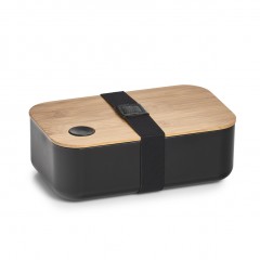 Zeller Lunch Box, Kunststoff/Bambus, schwarz, 750 ml, 19,3 x 11,8 x 6,8 cm