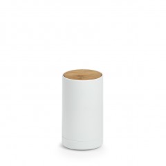 Zeller Wattestäbchen-Spender, Kunststoff/Bambus, weiß