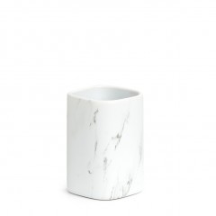 Zeller Zahnputzbecher "Marmor", Keramik, weiß, 320 ml, 7,5 x 7,5 x 10,9 cm