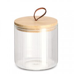 Zeller Vorratsglas m. Bambusdeckel, 1050 ml, Glas / Silikon / Bambus / Leder, ca. Ø 12 x 12,7 cm