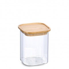 Zeller Vorratsglas m. Bambusdeckel, 900 ml, Borosilikat Glas / Bambus / Silikon, transparent, ca. 10 x 10 x 13,6 cm