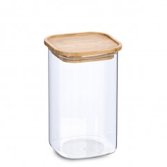 Zeller Vorratsglas m. Bambusdeckel, 1300 ml, Borosilikat Glas / Bambus / Silikon, transparent, ca. 10 x 10 x 17,7 cm