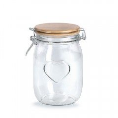 Zeller Vorratsglas "Heart" m. Bügelverschluss, 1000 ml,, Glas/Kiefer, transparent, ca. Ø 11 x 17 cm