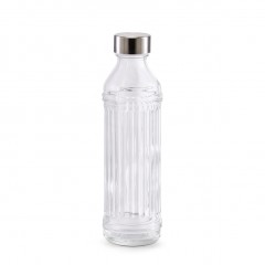 Zeller Glasflasche, 500 ml, Glas/Edelstahl, transparent, Ø7 x 24 cm
