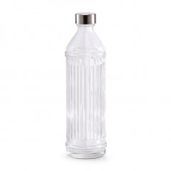 Zeller Glasflasche, 970 ml, Glas (soda lime glass) /Edelstahl, transparent, Ø8,5 x 30 cm