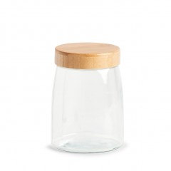 Zeller Vorratsglas m. Bambusdeckel, 1300 ml, Glas / Bambus / Silikon / PP, transparent, Ø12,5 x 16,5 cm