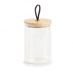 Zeller Vorratsglas m. Bambusdeckel, 1100 ml, Borosilikat Glas / Silikon / Bambus, transparent, Ø11,2 x 16,3 cm
