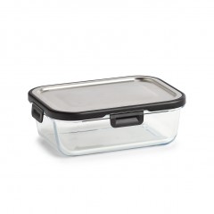 Zeller Vorratsbehälter, 1000 ml, Glas/Edelstahl/Kunststoff, schwarz, 20,5 x 15,5 x 6,7 cm