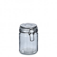 Zeller Vorratsglas m. Bügelverschluss, 250 ml, grau, Glas / Metall, 290 ml, ca. Ø 8,3 x 10,2 cm