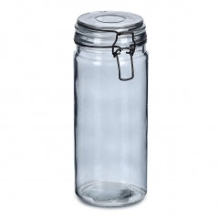 Zeller Vorratsglas m. Bügelverschluss, 1000 ml, grau, Glas / Metall, 1100 ml, ca. Ø 10 x 20,3 cm