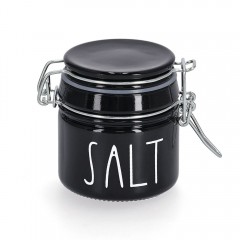 Zeller Gewürzglas m. Bügelverschluss 'Salt', 100 ml,, schwarz