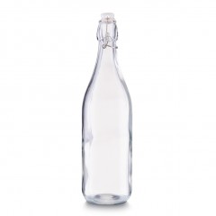 Zeller Glasflasche m. Bügelverschluss, 1000 ml, Glas/Metall/PP/Silikon, transparent, Ø8,5 x 32 cm