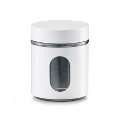 Zeller Vorratsglas, 600 ml, weiß, Glas/Metall, Ø10,2 x 12,5 cm