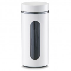 Zeller Vorratsglas, 1200 ml, weiß, Glas/Metall, Ø10,2 x 23 cm