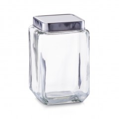 Zeller Vorratsglas m. Edelstahldeckel, 1500 ml, Glas/Edelstahl 18/0, transparent, 11 x 11 x 18 cm