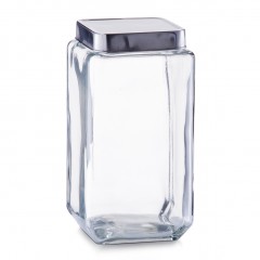 Zeller Vorratsglas m. Edelstahldeckel, 2000 ml, Glas/Edelstahl 18/0, transparent, 11 x 11 x 22,2 cm