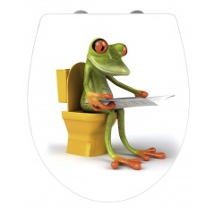 Wenko WC-Sitz Hochglanz Acryl Frog News, Absenkautomatik, Fix-Clip Hygiene Befestigung