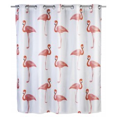 Wenko Anti-Schimmel Duschvorhang Flamingo Flex, Polyester, 180 x 200 cm, waschbar