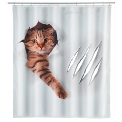 Wenko Duschvorhang Cute Cat, Polyester, 180 x 200 cm, waschbar