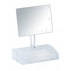 Wenko LED-Standspiegel mit Organizer Farnese, Leuchtspiegel