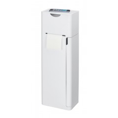 Wenko 6 in 1 Stand WC-Garnitur Imon Weiß matt, integrierter Toilettenpapierhalter, WC-Bürstenhalter, Ersatzrollenhalter, Stauraumfächer und Ablage