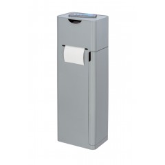 Wenko 6 in 1 Stand WC-Garnitur Imon Grau matt, integrierter Toilettenpapierhalter, WC-Bürstenhalter, Ersatzrollenhalter, Stauraumfächer und Ablage