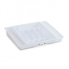 Zeller Besteckkasten, ausziehbar, Kunststoff, weiß, 29-48 x 38 x 6,5 cm